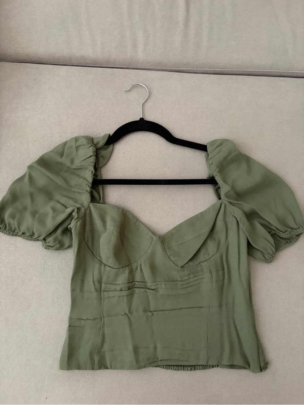 Aritzia Olive Puff Sleeve Top